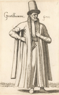Gentilhomme Grec, Greek man, print, album page, book illustration, Print is part of an album.,