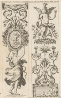 Two panels with caryatid and candelabra, Ornaments in the Queen's Apartments in the Louvre,