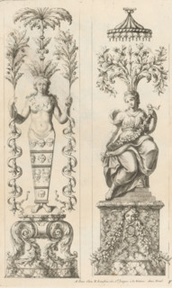 Two panels with caryatids, Ornaments in the Queen's Apartments in the Louvre, Ornemens des