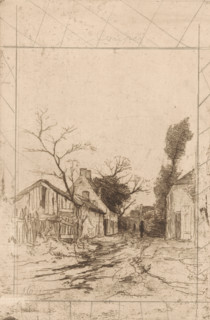 A Tervueren (original title), Street in Tervuren, print, printmaker: Philip Zilcken (signed by