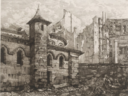 View of Saint-Julien-le-Pauvre, Saint Julien le Pauvre, L'eau-forte en 1874, French etchings from