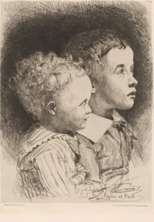 Pierre et Paul, Portrait of Jean Pierre and Paul Albert Laurens, French etchings from 1878,