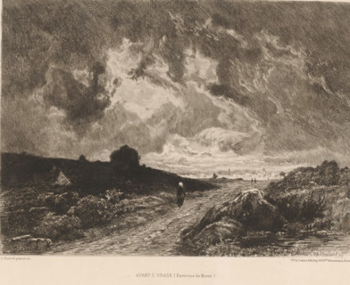 Landscape with dark clouds, Avant l'orage, L'eau-forte en 1878, French etchings from 1878, print,