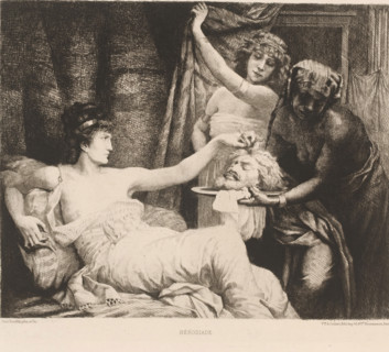 Hérodias with the head of John the Baptist, Hérodiade, French etchings from 1878, L'eau-forte en