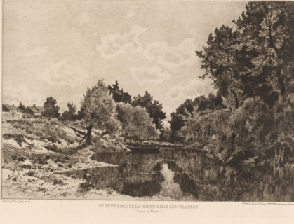 Forest landscape with river, Un petit bras de la Marne à Isle-lès-Villenoy, L'eau-forte en 1879,