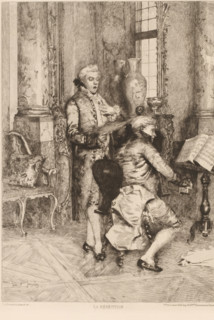 La répétition, Two men making music, L'eau-forte en 1879, French etching from 1879, print, Series