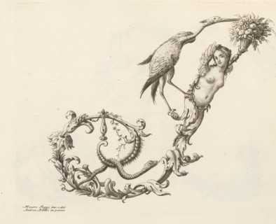 Ornamental letter I, Ornamental alphabet, Alfabeto di lettere inizial, print, album page, decorated
