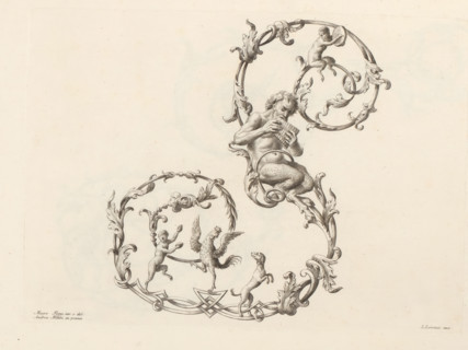 Ornamental letter S, Alphabet of initial letters, Ornamental alphabet, print, album page, decorated