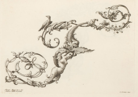 Ornamental letter F, Ornamental alphabet, Alfabeto di lettere inizial, print, album page, decorated