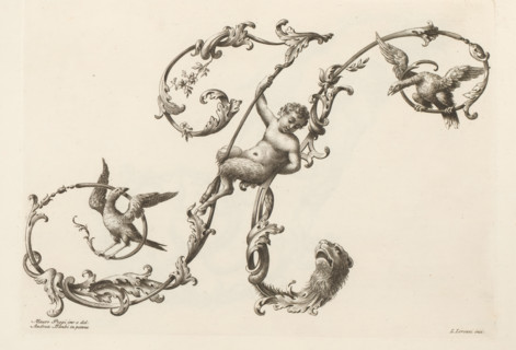 Ornamental letter H, Alfabeto di lettere inizial, Ornamental alphabet, print, album page, decorated