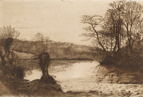 Landscape with trees along water, French etchings from 1881, L'eau-forte en 1881, print, Series