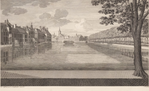 View of the Hofvijver in The Hague, Plan XI, Description of a general graphometer, print, album