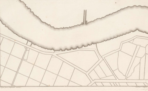 Detailed map of a river bend with the surrounding meadows, Description of a general graphometer,