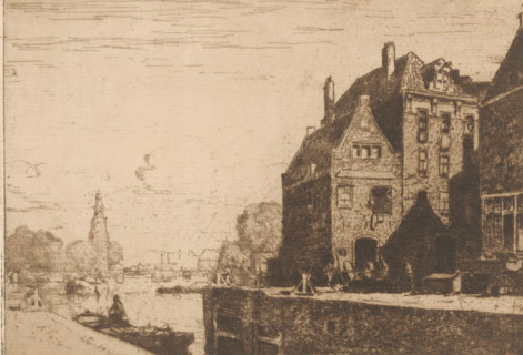 Sint Antoniesluis, Amsterdam, print, Right the Gosler House., printmaker: Cornelis Vreedenburgh,