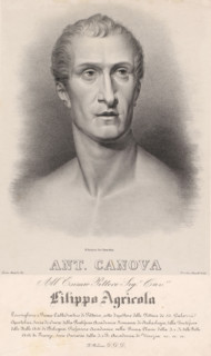 Portrait of artist Antonio Canova, print, printmaker: Ferdinando Rondoni, Rome, after sculpture by