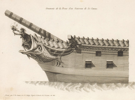 Prow and figurehead of a sailing ship with 50 guns, Ornements de la proue d'un vaisseau de 50