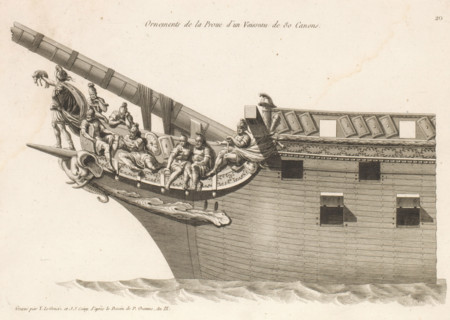 Ornements de la proue d'un vaisseau de 80 canons, Prow and figurehead of a sailing ship, Ornements