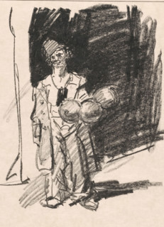 Clown with balloons, print, printmaker: Isaac Israels (signed by artist), 1895 - 1934, paper,