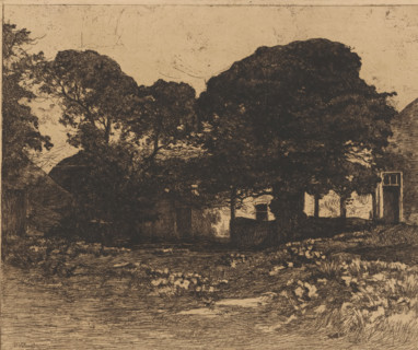 Landscape with farmhouse, print, printmaker: Willem de Zwart, 1872 - 1931, paper, etching, intaglio