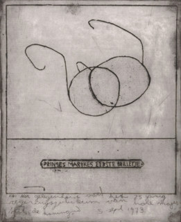 Princess Marijke's first pair of glasses, print, Glasses. Text in frame: Princess Marijke's first