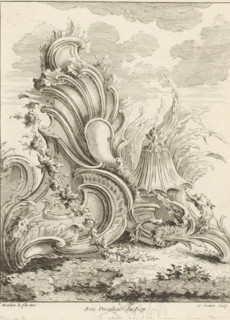 Rocaille with dragon and floral garland, Fourth series of rocailles, figures and Chinese dragons,