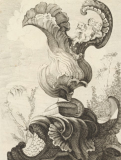 Ornamental vase with seed beads and putti, Series with seed beads and vases, Nouveau Livre de forme