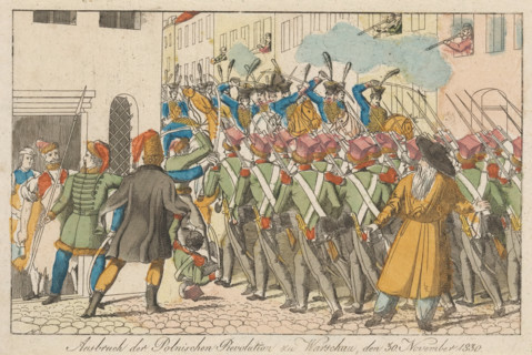 Breakout of the Polish Revolution in Warsaw, November 30, 1830, November Uprising, print, Outbreak