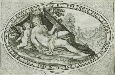 Venus, Gods and goddesses involved in the Judgment of Paris, print, album page, Landscape with