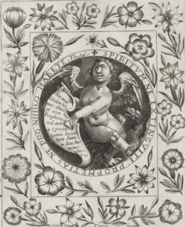 Angel with banner, Imagini Gentilissime delle dodici Sibille, print, album page, An angel pointing