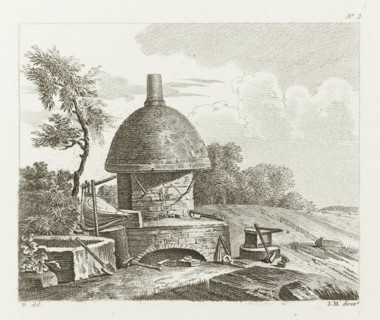Oven with bellows, anvil and tools in the open air, Drawing examples, first writing, I.er cahier