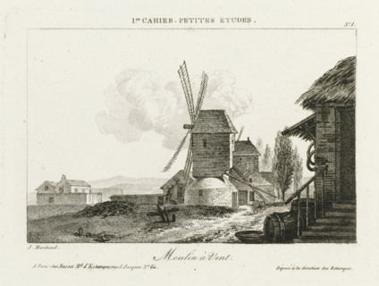Windmill, Windmills in a landscape, Small drawing examples, first notebook, Irish cahier petites