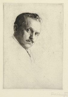 Self-portrait Ferdinand Schmutzer, print, Self-portrait viewed from an angle with a gaze towards