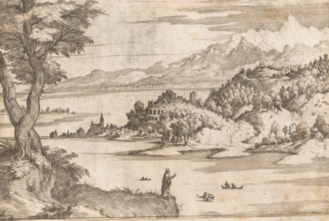 Peter walks on water, Landscapes with scenes from the life of Christ, print, Christ stands on the