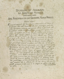 Title print with foreword and dedication, Ornaments, Disegni, et Abbozzi di Agostino Mitelli