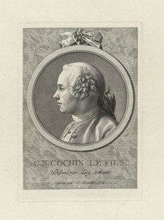 Portrait of Charles Nicolas Cochin II, CN Cochin le fils., print, printmaker: Jean Daullé, France,