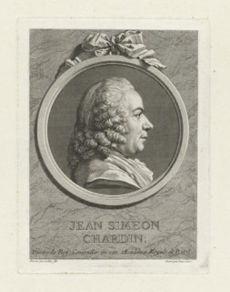 Jean Simeon Chardin, Portrait of Jean Baptiste Siméon Chardin, print, Bust and profile to the