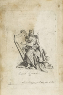 King David playing the harp, David Profugus, David disgracié, print, album page, title page, Series