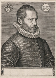 Portrait of Filips van Marnix van Sint-Aldegonde, print, One of three portraits mounted on an