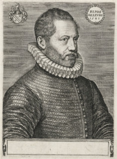 Jan van Gorp (Becanus), print, One of three portraits mounted on an 18th-century(?) album page.,