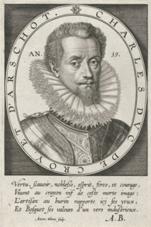 Portrait of Charles de Croy, Duke of Aarschot, print, One of three portraits mounted on an