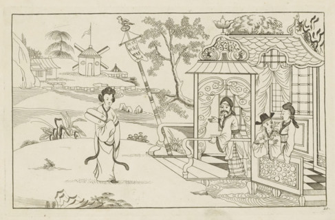 Landscape with a Chinese lady, Newly invented Chinese, drawn with great difficulty and brought to