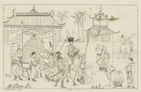 Chinese prince proceeds in procession through a gate, Chinese hunting scenes, Newly invented