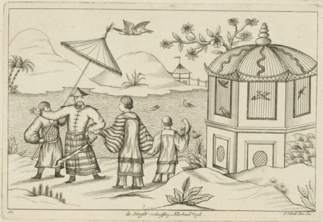 Landscape with Chinese bird sellers, Der Sineser verkauffung Allerhand Vogel, Chinese customs,