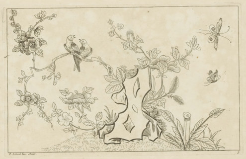 Blossom tree with birds and butterflies, Chinese flowers and birds, print, album page, ornamental