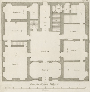 Pianta prima del seguente Palazzo. C., Floor plan of the ground floor of the Villa Spinola di San