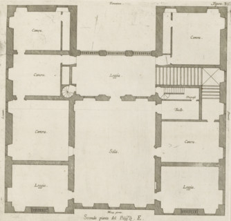 Plan of the first floor of the villa Pallavicino delle Peschiere in Genoa, Seconda pianta del