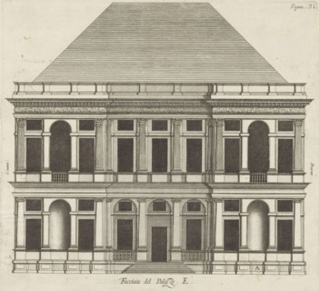 Facciata del Palazzo. E, Elevation of the façade of the Villa Pallavicino delle Peschiere in Genoa,
