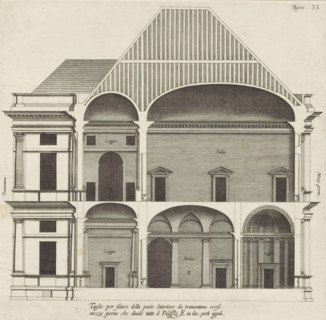 Longitudinal section of the villa Pallavicino delle Peschiere in Genoa, Taglio per fianco della