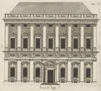 Facciata del Palazzo. F, Elevation of the façade of the Palazzo Spinola in Genoa, print, album
