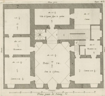Floor plan of the ground floor of the Palazzo Interiano Pallavicini in Genoa, Prima pianta del